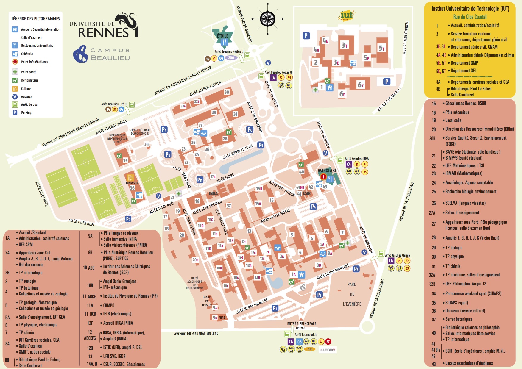 Plan du campus Beaulieu - Université de Rennes 1